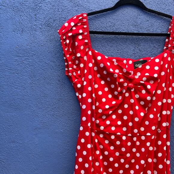 collectif london retro red and white polka dot cocktail dress - Picture 2 of 6